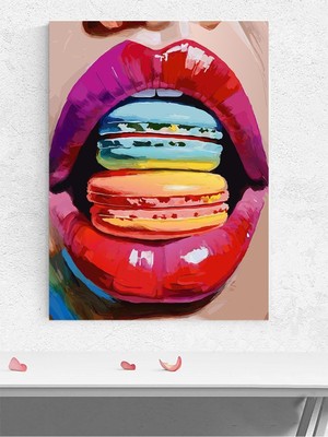 Macaron Kiss, Makaron Öpücüğü Pop Art Sanatsal Poster - Afiş - Dekorasyon