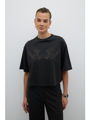 Nakışlı T-Shirt K. Antrasit K2623828_286