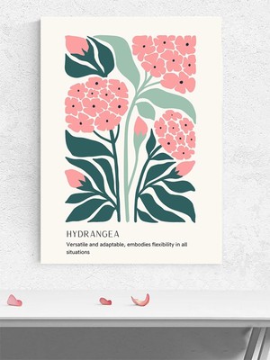 Hydrangea, Ortanca Çiçeği Karakteri, Minimal Sanatsal Poster - Afiş - Dekorasyon