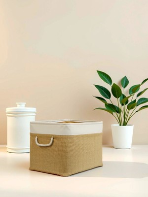 Küçük Boy Jüt Dolap Içi Çamaşır Çocuk Odası Oyuncak Düzenleyici Katlanır Saklama Sepeti Organizer