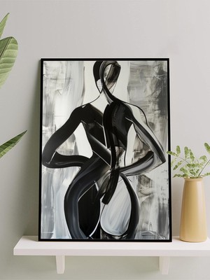 Black White Woman, Siyah Beyaz Kadın Bedeni Çerçeveli Tablo - Çerçeveli Poster, Sanatsal Dekorasyon