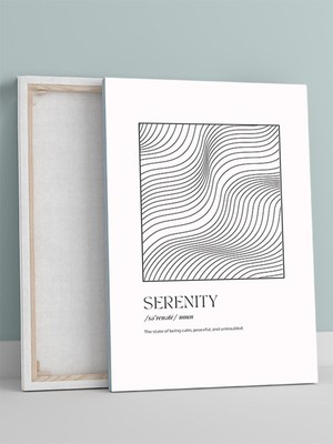 Serenity, Sakinlik Tipografik Kelime Sanatı Kanvas Tablo - Tuval Tablo, Sanatsal Dekorasyon