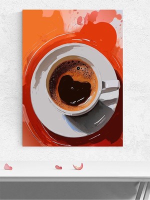 Coffee Heart, Kahve Kalbi Dijital Sanat Mutfak Poster - Afiş - Dekoratif Duvar Poster