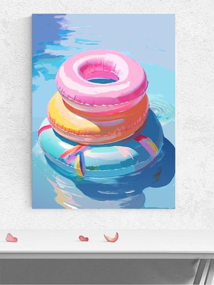 Summer Floats, Yaz Yüzüşleri Pop Art Deniz Manzaralı Poster - Afiş - Dekoratif Duvar Poster