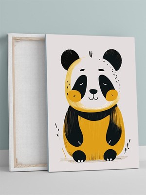 Panda Dostları Bebek Odası Kanvas Tablo, Kreş Çocuk Odası Tuval, Dekorasyon, Yenidoğan Hediye