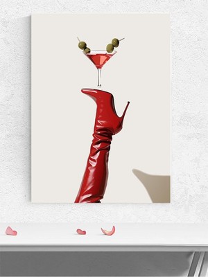 Red Martini, Kırmızı Martini ve Çizme, Pop Art Mutfak Poster - Afiş - Dekoratif Duvar Poster