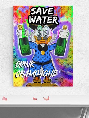 Water Wealth, Su Yerine Şampanya Motivasyon Poster - Afiş - Ofis, Çalışma Odası Dekorasyon