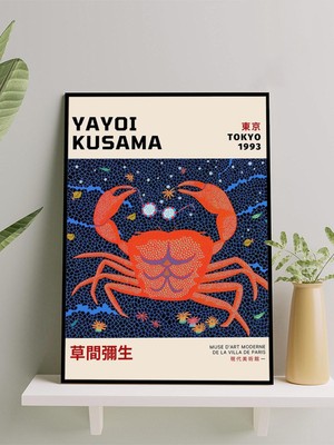 Yayoi Kusama Crab, Yengeç, Pop Art Sanatsal Çerçeveli Tablo - Çerçeveli Poster
