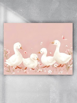 Ördek Yavrusu Rüyası Kız Bebek Odası Poster, Afiş, Kreş Çocuk Odası Dekorasyon, Yenidoğan Hediye