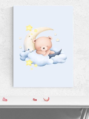 Uykucu Ayı Erkek Bebek Odası Poster, Afiş, Kreş Çocuk Odası Dekorasyon, Yenidoğan Hediye