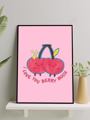 Berry Love,böğürtlen Aşk, Illüstrasyon Çerçeveli Tablo - Çerçeveli Poster