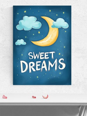 Tatlı Rüyalar Erkek Bebek Odası Poster, Afiş, Kreş Çocuk Odası Dekorasyon, Yenidoğan Hediye