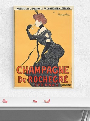 Champagne Dream, Şampanya Rüyası Vintage Art Nouveau Poster - Afiş - Dekoratif Duvar Poster