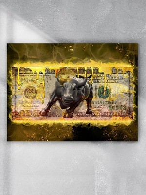 Bull, Yükselen Boğa, Para, Zenginlik, Servet, Dolar Motivasyon Poster - Afiş - Ofis, Çalışma Odası