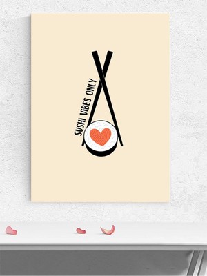 Sushi Love, Suşi Aşkı, Dijital Sanat Mutfak Poster - Afiş - Dekoratif Duvar Poster