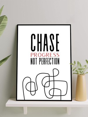 Progress Chase, Ilerleme Peşinde Motivasyon Çerçeveli Tablo, Çerçeveli Poster, Ofis, Çalışma Odası