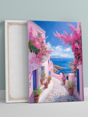 Blossom Lane, Çiçekli Sokak Natürmort Kanvas Tablo - Tuval Tablo, Sanatsal Dekorasyon