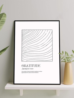 Gratitude, Şükür Tipografik Kelime Sanatı Minimal Çerçeveli Tablo - Çerçeveli Poster, Dekorasyon