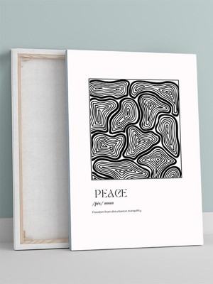 Peace, Huzur Tipografik Kelime Sanatı Kanvas Tablo - Tuval Tablo, Sanatsal Dekorasyon
