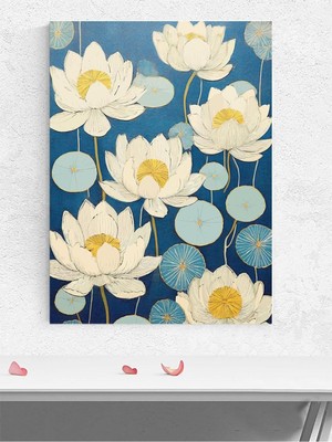 Blue Lotus, Mavi Nilüfer Çiçeği, Çizim Sanatı Poster - Afiş - Dekoratif Duvar Poster