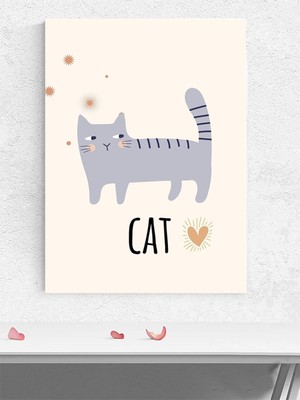 Kedinin Kalbi Bebek Odası Poster, Afiş, Kreş Çocuk Odası Dekorasyon, Yenidoğan Hediye