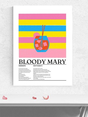 Bloody Mary Kokteyl Tarifi Pop Art Mutfak Poster - Afiş - Dekoratif Duvar Poster