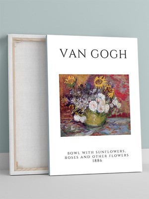 Van Gogh, Bowl With Sunflowers, Roses And Other Flowers Sanatsal Kanvas Tablo - Tuval Tablo