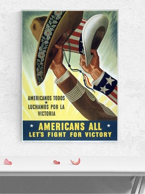 Victory Hats, Zafer Şapkaları, Savaş Vintage Poster - Afiş - Dekoratif Duvar Poster