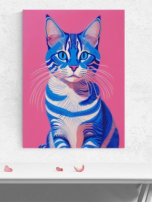 Azure Cat, Gök Kedi, Pop Art Poster - Afiş - Dekoratif Duvar Poster