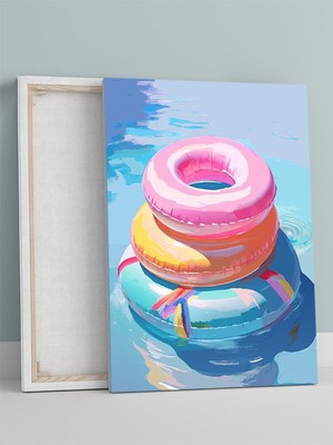Summer Floats, Yaz Yüzüşleri Pop Art Deniz Manzaralı Kanvas Tablo - Tuval Tablo