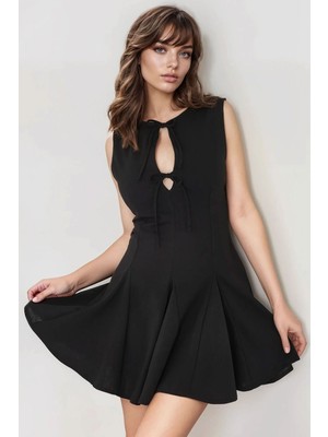Hiccup Kadın Fiyonklu Mini Elbise Siyah
