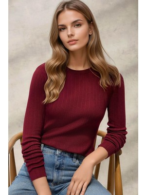 Hiccup Kadın Basic Kazak Bordo Kırmızı