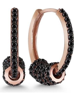 Choice Silver Halka Gümüş Küpe Monaco Rose Oniks