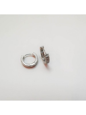 Choice Silver Halka Baget Gümüş Küpe Rodyum S