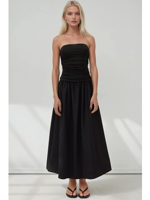Hiccup Kadın Straplez Maxi Elbise Siyah