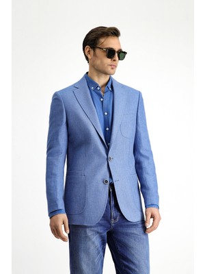 Kiğılı 6 Drop Regular Fit Standart Kesim Keten Karışımlı Desenli Spor Ceket