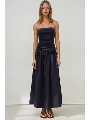 Hiccup Kadın Straplez Maxi Elbise Lacivert