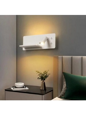 Ekim Aydınlatma Yatak Başı LED Aplik Kablosuz Şarj Okuma Lambası Beyaz Kasa Günışığı Işık ECN-7701