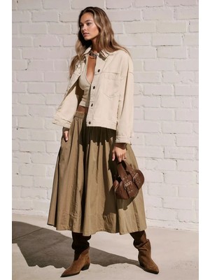 Hiccup Kadınlar A-Form Fit Maxi Etek Kunduz Kahverengisi