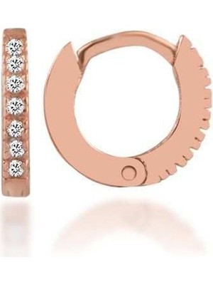 Choice Silver Halka Gümüş Küpe Zirkon Rose