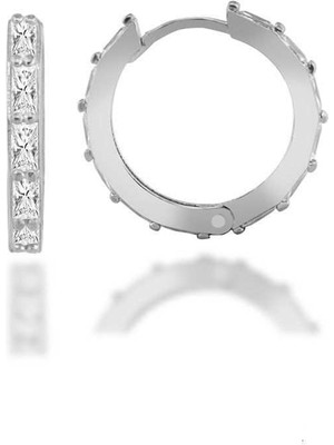 Choice Silver Halka Gümüş Küpe Baget Rodyum Orta