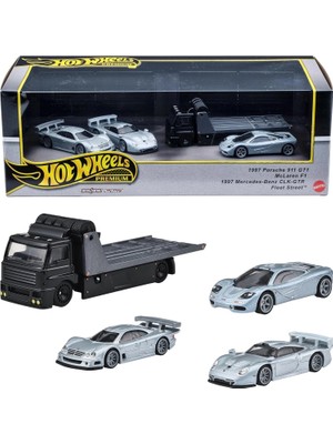 Premium Fleet Street Set – Porsche 911 Gt1, Mercedes-Benz Clk-Gtr, Mclaren F1, Taşıyıcı Kamyonet