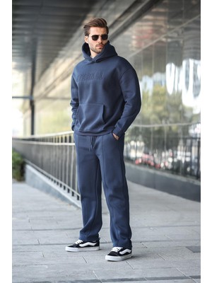 Lacivert Kapüşonlu Erkek Eşofman Takımı E7324