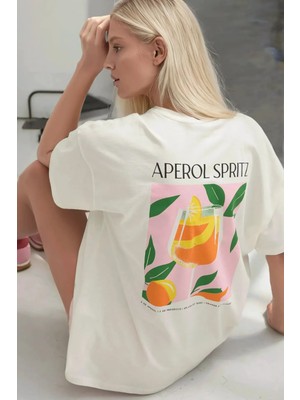 Hiccup Kadın Kadın %100 Pamuk Bisiklet Yaka Oversize Beyaz Baskılı T-Shirt Çok Renkli