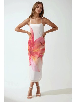 Hiccup Kadınlar Kare Yaka Çiçek Desenli Bodycon Uzun Elbise Çok Renkli
