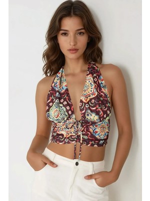Hiccup Kadınlar Etnik Desenli Kısa Tank Top Çok Renkli