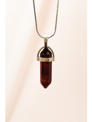 Granit Doğal Taşı Zincirli El Yapımı Tasarımlı Kolye Uç: 3,5 cm Zincir: 20 cm Kutulu