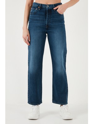 Levi's Ribcage Streç Pamuklu Straight Fit Yüksek Bel Geniş Paça Jeans Bayan Kot Pantolon A7743