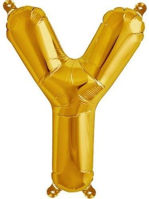 Parti Adresi Harf Folyo Balon Y Harfi Altın Renk 80 cm - 32"