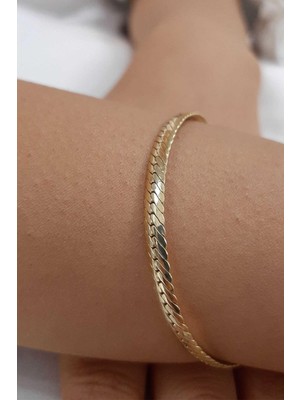 Fiyonk Kuyumculuk 14 Ayar Altın Balıksırtı Bileklik 4 mm